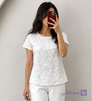 شومیز زنانه دانتل دار نقش برجسته