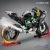 ماکت فلزی موتور کاوازاکی نینجا H2R استارتی دودزا بزرگ 1/6 چراغدار و موزیکال تک جعبه سفارشی XLG Kawasaki Ninja H2R Diecast Motorcycle 1:6 Scale