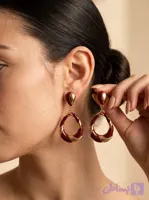 گوشواره اشک قرمز و‌طلایی - دیواین استایل