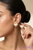 گوشواره قلب مرمر و طلایی - دیواین استایل