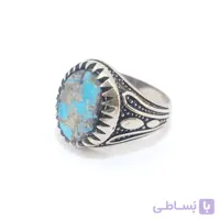 انگشتر مردانه نقره روس نگین فیروزه نیشابور طبیعی کد RMN-1056