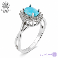 انگشتر رنگ ثابت زنانه نگین فیروزه نیشابور طبیعی کد 1021