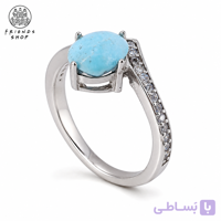 انگشتر رنگ ثابت زنانه نگین فیروزه نیشابور طبیعی کد RMN-1007