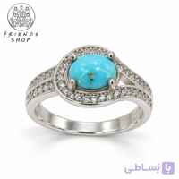 انگشتر رنگ ثابت زنانه نگین فیروزه نیشابور طبیعی کد 1002