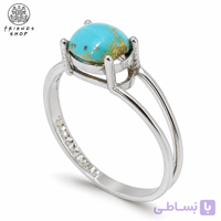 انگشتر رنگ ثابت زنانه نگین فیروزه نیشابور طبیعی کد 1022