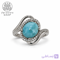 انگشتر رنگ ثابت زنانه نگین فیروزه نیشابور طبیعی کد 1018