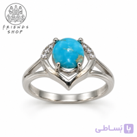 انگشتر رنگ ثابت زنانه نگین فیروزه نیشابور طبیعی کد 1003