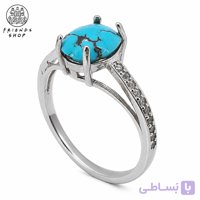 انگشتر رنگ ثابت زنانه نگین فیروزه نیشابور طبیعی کد 1009