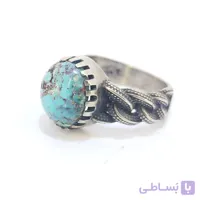 انگشتر مردانه نقره روس نگین فیروزه نیشابور طبیعی کد RMN-1054