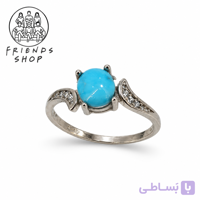 انگشتر رنگ ثابت زنانه نگین فیروزه نیشابور طبیعی کد 1015