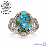 انگشتر رنگ ثابت زنانه نگین فیروزه نیشابور طبیعی کد 1010