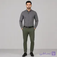 پیراهن تنسل مردانه آستین بلند ساده قواره اندامی دکمه دار