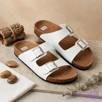 صندل لژدار زنانه پشت باز دو سگک سفید شین