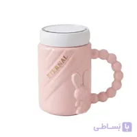 ماگ سرامیکی فانتزی در آینه‌ای دسته حبابی طرح خرگوش برجسته