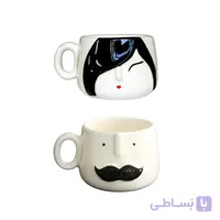 ست ماگ سرامیکی فانتزی طرح برجسته صورت آقا و خانم