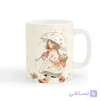 ماگ سرامیکی طرح دخترانه فانتزی مدل چتر به دست