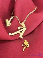 نیم ست (گردنبند و گوشواره) حرف A