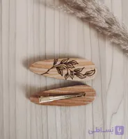 گیره مو چوبی وودیاهوم سوخته نگاری طرح پروانه