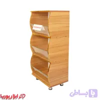 استند 3 طبقه شکم دار کرم طرح چوب