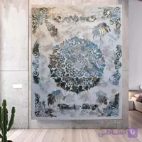 تابلو نقاشی پتینه فیروزه‌ای طرح ماندالا (بوم دیپ  100 × 80 100×80 )
