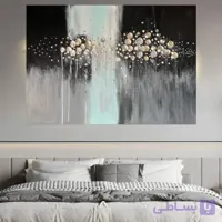 تابلو نقاشی دکوراتیو آبستره مدرن (تکسچر برجسته و ورق طلا 100×70 )