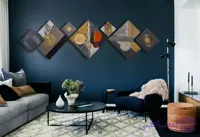 تابلو نقاشی دکوراتیو ۷ لت برجسته طرح هندسی  از اجرام آسمانی (آکریلیک  50×50 )