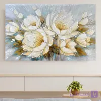 تابلو نقاشی مدرن گل‌های سفید برجسته (تکنیک ایمپاستو)