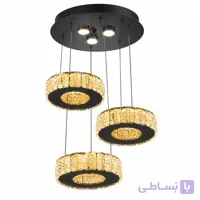 لوستر آویز کریستالی سه‌شعله مدل رینگی طلایی با کریستال وارداتی - لوسترهای سفارشی در اصفهان
