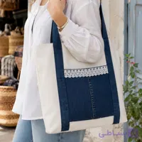 توت بگ پارچه ای با تزیینات جین ابعاد ۳۵×۴۰
