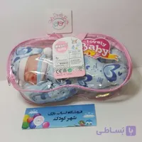 #۱۲۲۳# عروسک نوزاد لباس آبی خواب با ساک – lovely baby