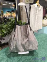کیف بزرگ زنانه با طرح پوست ماری نقره‌ای و متالیک