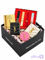 باکس هدیه YSL لوکس | پک کامل رژ لب، سایه، هایلایتر و رژگونه