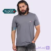 تی شرت پنبه یقه گرد طوسی