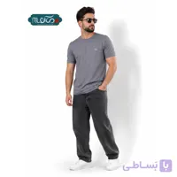 تی شرت پنبه یقه هفت طوسی روشن
