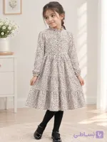 پیراهن دخترانه حریر گلریز رنگ سرمه سارا