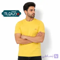 تی شرت پنبه یقه گرد زرد