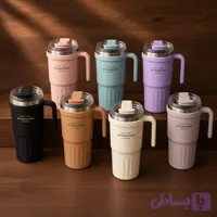 تراول ماگ ۶۰۰ میلی‌لیتر Sitarayori مدل دسته از بغل نی دار با درب دو حالته