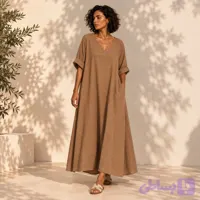 کفتان زنانه نیم کلوش ساده لینن