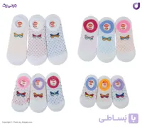 جوراب کالج نخی بچگانه 2 تا 6 سال طرح پاپیون خالدار