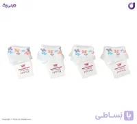 جوراب نوزادی مچی دخترانه لب برگردان توری طرح گل