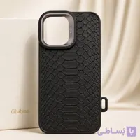 قاب آیفون 16 کایسا طرح چرم کروکدیلی مشکی