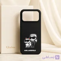 قاب مشکی آیفون 17 پرو مکس Karl Lagerfeld طرح کارل و گربه