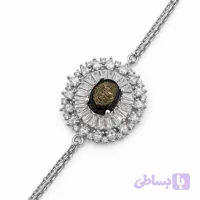 دستبند عقیق مشکی نقره زنانه طرح درخشش + حرز امام جواد (ع)