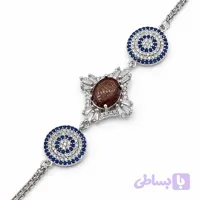 دستبند عقیق سرخ نقره زنانه طرح آرامش + حرز امام جواد (ع)