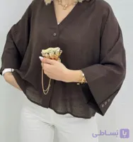 شومیز  زنانه پری شیشه ای راه راه ریز مدل باکسی