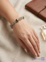 دستبند زنانه زبرجد عقیق پوست ماری