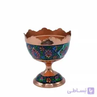 کاسه پایه دار لب دالبر مس و پرداز