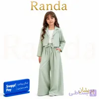 ست سه تیکه کت کراپ با شلوار همراه با تاپ دخترانه مدل پریشان