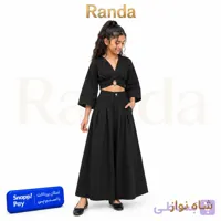 ست شومیز کراپ دامن شلواری تابستانه دخترانه مدل شاه نواز