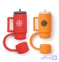 سری نی سیلیکونی طرح مینی تراول ماگ و گل (محافظ ضد گرد و غبار نی تراول ماگ و استنلی)